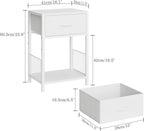 YAUKOMEL Nightstand Set of 2,End Table with Fabric Drawer,Side Table Set of 2,Storage Shelf,Bedside Table with Open Shelf,Sofa Table for Living Room,Bedroom,Small Space White CTG70W-2