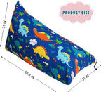 LOLOMLO Stuffed Animal Storage Bean Bag Chair Cover, Cotton Blue Dinosaur Plush Toy Storage Stuff and Sit Seat for Kids/Teens/Adults, 52" x 31" Extra Large Triangle Floor Sofa, 200L/52Gal, Cover Only