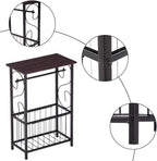 Stylish Bathroom Side Table with Tissue Holder and Magazine Rack – Modern Metal Frame with Faux Wood Top for Small Spaces