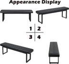 STHOUYN 58” Padded Dining Table Bench Pair of 2 for 6-8 Person, Faux Leather Indoor Cushioned Extra Long Bench for Dining Room Table, Bedside Shoe Entryway Benches (Black, 58")