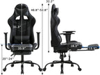 BestOffice Ergonomic Gaming Chair, Grey, Adjustable, Vibration, Faux Leather