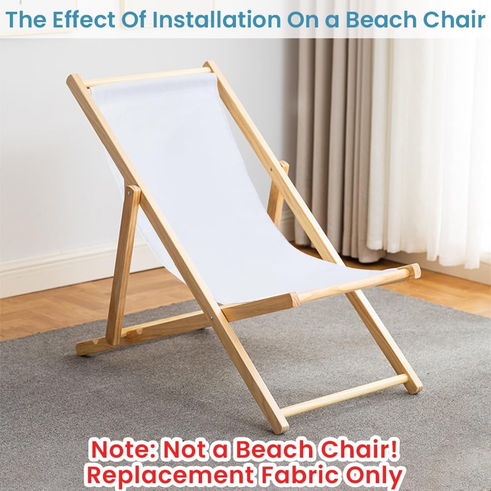 GORGECRAFT Thicker Beach Sling Patio Chairs Canvas 118 * 43.5cm Folding Chair Replacement Outdoor Chairs Cloth Replacements White Portable Reclining Sling Chair Fabric for Summer Vacation Garden