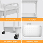 4 Tier Rolling Utility Cart with Handle,REBECAT Utility Cart Made of Multifunctional Storage Organizer Tool for Kitchen,Bathroom,Living Room,Office(White)