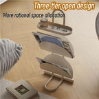 Creative Side Table, Metal Magazine Display Rack, Small Table with Storage, 3-Tier Open End Table, Coffee Table for Living Room, Bedroom, Balcony(White)