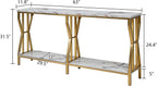 HOMISSUE Sofa Console Table, 63" Extra Long Sofa Table with 2-Tier Storage, Industrial Narrow Console Tables Behind Couch, Hallway Table for Entryway, Living Room，Gold