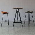 Bar Chairs Low Back-75cm Counter Height Barstools Metal High Barstool-Curved with Stitching Padded Cushion seat,Vintage Industrial(Gray,75cm)