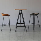 Bar Chairs Low Back-75cm Counter Height Barstools Metal High Barstool-Curved with Stitching Padded Cushion seat,Vintage Industrial(Gray,75cm)