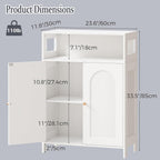 BEWISHOME Bathroom Storage Cabinet, Bathroom Floor Storage Cabinet, Freestanding Bathroom Cabinet with Double Doors and Adjustable Shelves, White 11.8" D x 23.6" W x 33.5" H YYG12W