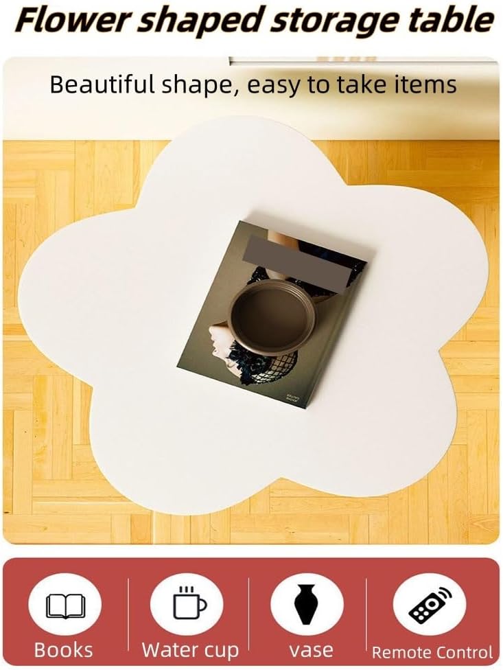Flower Shape Side Table, Modern Creative Bedside Table, Multifunctional Coffee Table, Cute Storage Table Suitable for Small Indoor Space(Pink)