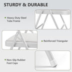 Padded Folding Chairs 2 Pack, PU Leather Folding Chairs for Outside and Indoor, Heavy Duty Portable Foldable Metal Chairs for Home Office, Dorm, Party, Backyard, Patio, White
