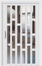 Accordion Folding Door, White Aluminum Alloy Foldable Interior Sliding Door, Room Divider with Top Track for Bathroom Bedroom Kitchen Hallway Doorway