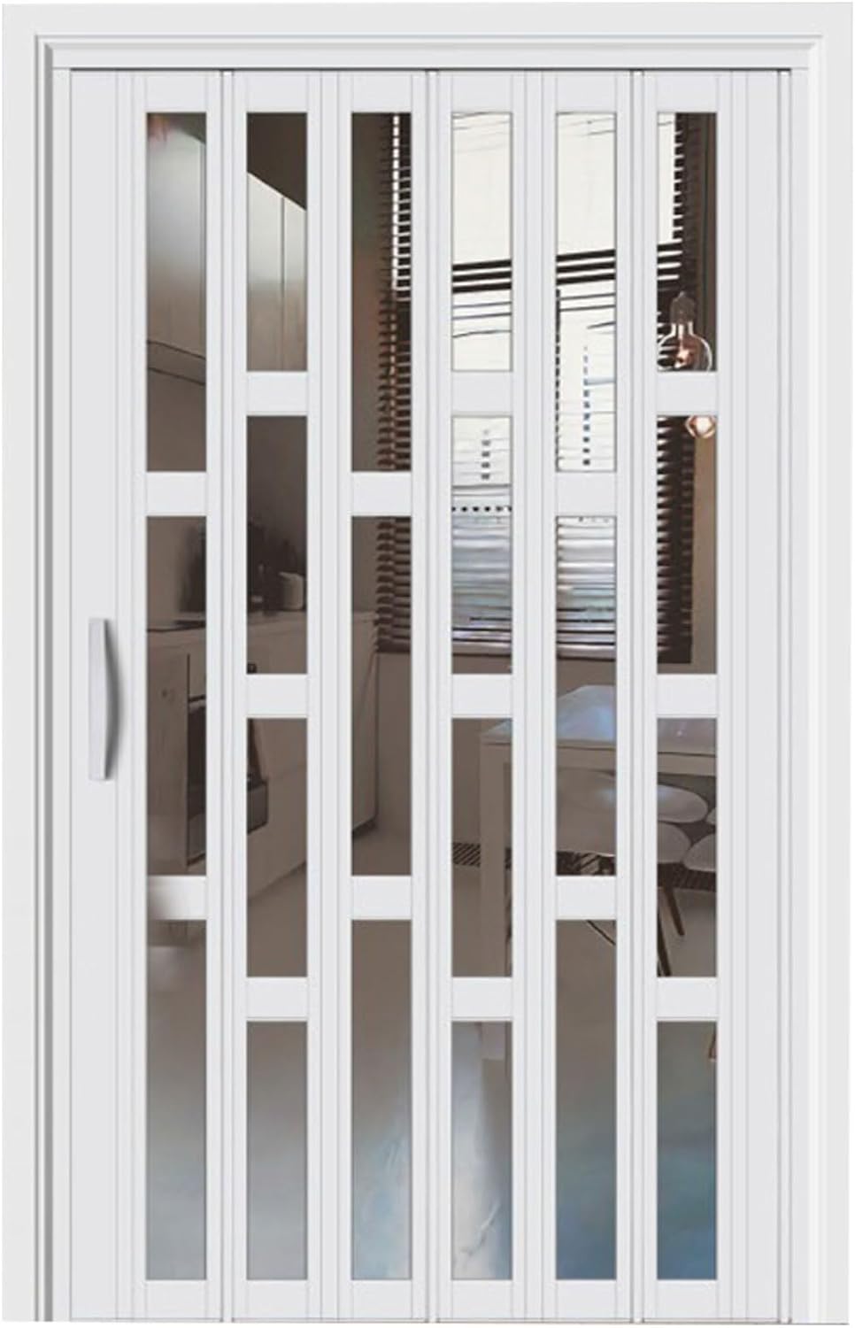 Accordion Folding Door, White Aluminum Alloy Foldable Interior Sliding Door, Room Divider with Top Track for Bathroom Bedroom Kitchen Hallway Doorway
