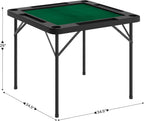 Flash Furniture Silas 34.5" Square Folding Card Table with Green Felt Playing Surface and Cup Holders, Portable Folding Game Table for 4 Players, Black/Green