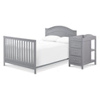 Davinci Charlie 4-in-1 Convertible Baby Crib w/Changing Table, Grey | Greenguard Certified Baby Crib Convertible to Toddler Bed, Daybed, Full-Size Bed - Changing Table Combo w/ Extra Storage