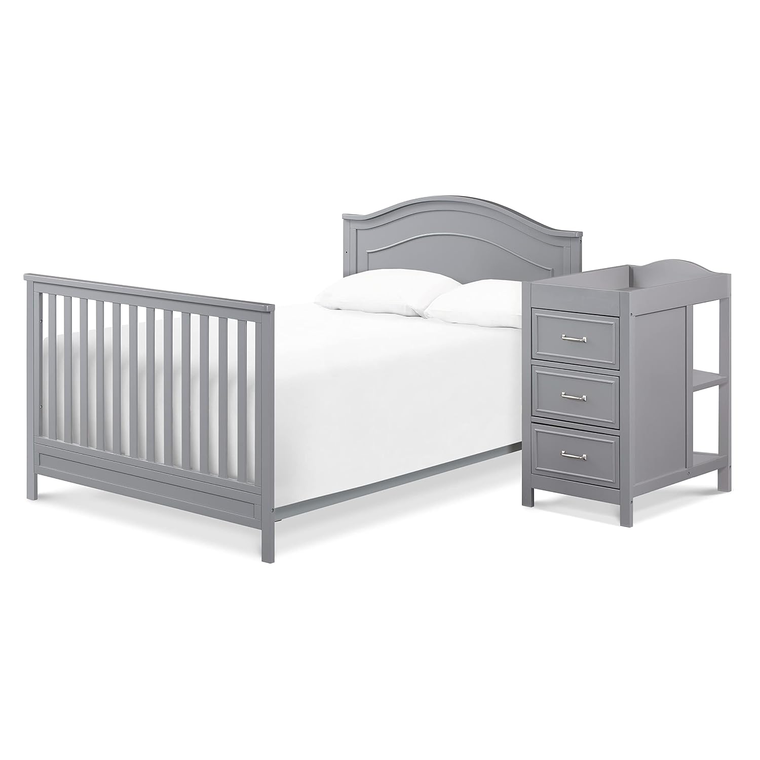 Davinci Charlie 4-in-1 Convertible Baby Crib w/Changing Table, Grey | Greenguard Certified Baby Crib Convertible to Toddler Bed, Daybed, Full-Size Bed - Changing Table Combo w/ Extra Storage