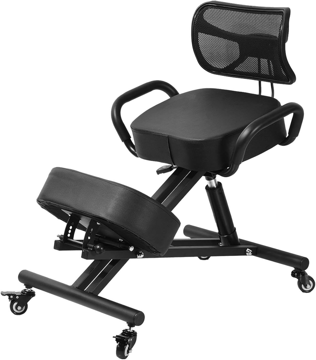 Ergonomic Kneeling Chair with Backrest, Adjustable Balance Stool with Brake Casters, Improve Sitting Postures, Perfect for Study & Work from Home
