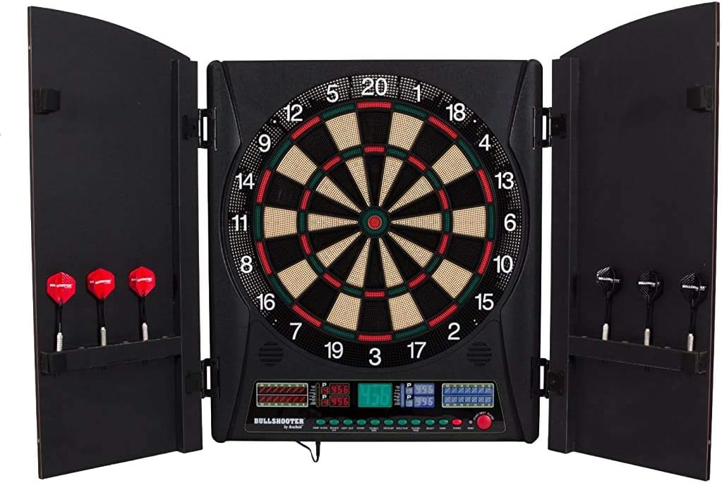Arachnid Marauder 5.0 Electronic Soft Tip Dartboard Cabinet Set Black EDBW660