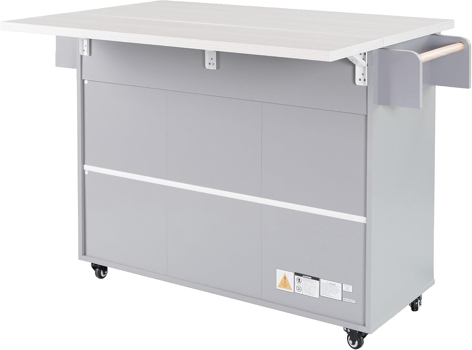 Ball & Cast Kitchen Island with Trash Can Storage Cabinet,Kitchen Cart W/Drop Leaf,Spice Rack,Towel Rack and Drawers,Rolling Kitchen Islands on Wheels W/Adjustable Shelf for Dining Room,Grey