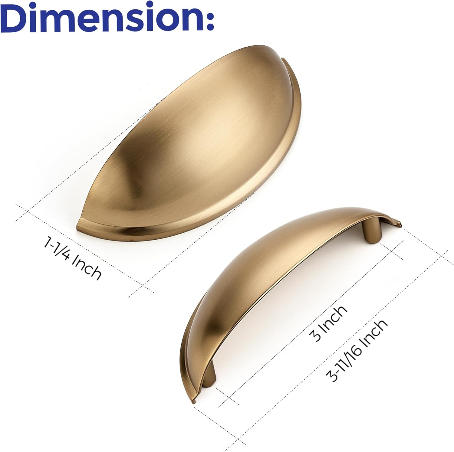 Ravinte 10 Pack 3" Drawer Pulls Champagne Bronze Cabinet Cup Pulls Kitchen Hardware Cabinet Handles Drawer Handles Knobs 3 inch Hole Center