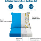 Detiblue Custom Size Chair Cushion Set, Seat & Back Replacement Cushions for Indoor Outdoor Furniture, Personalized Fabric & Print Options with Soliguard Performance