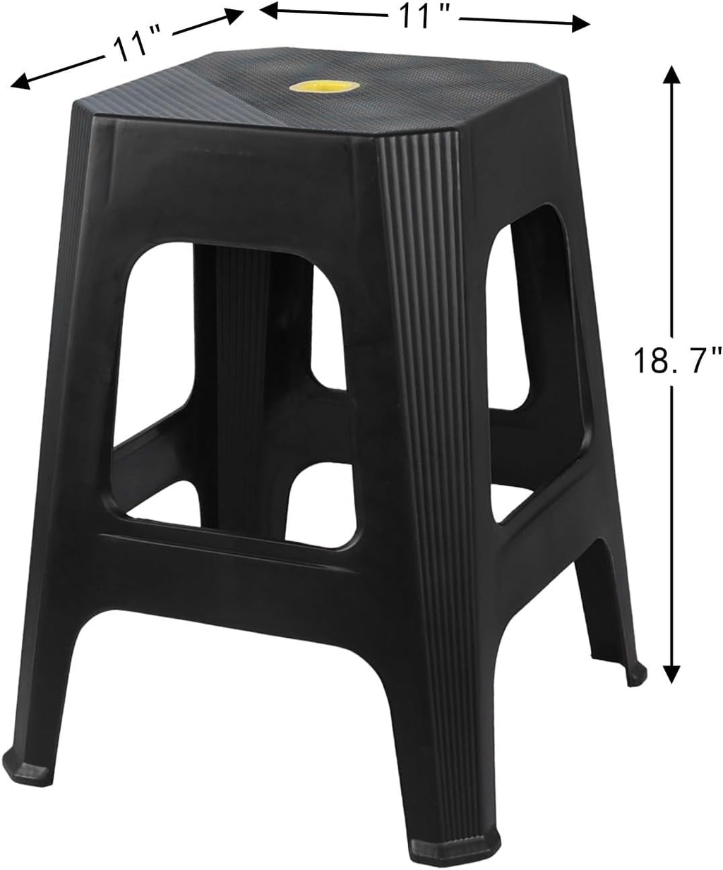 6 Pack Plastic Backless Stackable Stool, Black Plastic Classroom Stools