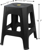 6 Pack Plastic Backless Stackable Stool, Black Plastic Classroom Stools
