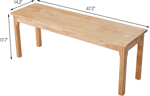 100% Solid Oak Wood Dining Bench Entryway Bench Midcentury End of Bed Bench, Outdoor Bench,Rustic Home Décor Furniture Natural Wooden Slab Bench for Bedroom Household Dining Table (Natural)