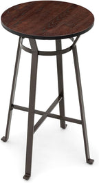 Glitzhome Round Bar Table, 41.25" H Wood Bistro Pub Table with Metal X-Leg Footrest, Rustic Kitchen Island Table for Dining Coffee Cocktail Living Room Small Space