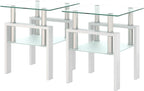 BIGTO 2 Pcs Tempered Glass Side Table, End Table for Living Room, Sofa Table White 17.72''*17.72''*20.5''Living Room Furniture