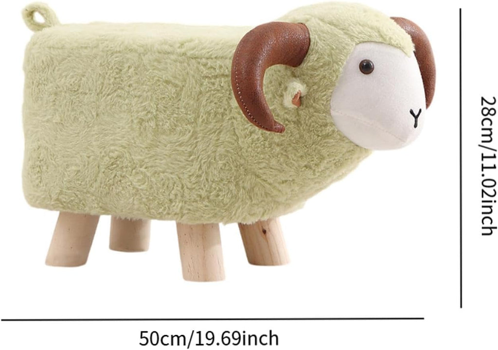 Animal Footstool Footrest Ottoman Soft Non Slip Feet Multifunctional Home Decor Kids Stool for Playroom Indoor Living Rooms, Green