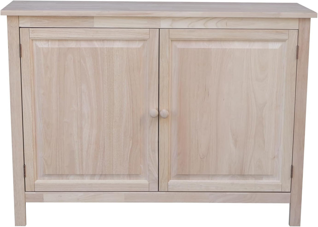 Solid Wood Hall Cupboard - 34" H, Unfinished