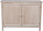 Solid Wood Hall Cupboard - 34" H, Unfinished