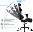 HCB Gaming Chair, Computer Office Chair, Ergonomic Desk Chair Height Adjustable Recliner Swivel High Back with Lumbar Support, Footrest, Headrest, Racing Style （White）