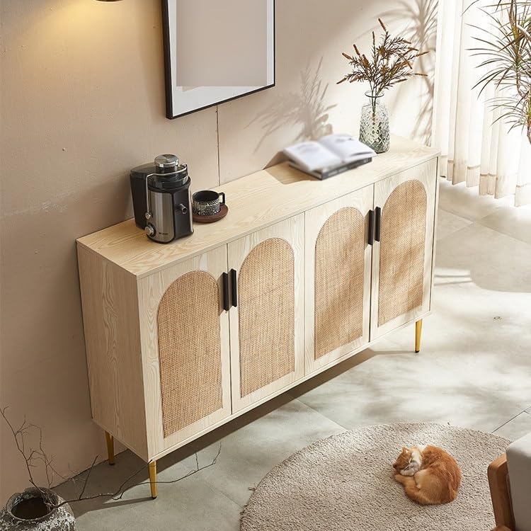 Entryway Cabinet Rattan Wooden Dining Sideboard Storage Cabinet Simple Storage Cabinet Living Room Wall Storage Cabinet Sideboard Storage Cabinet