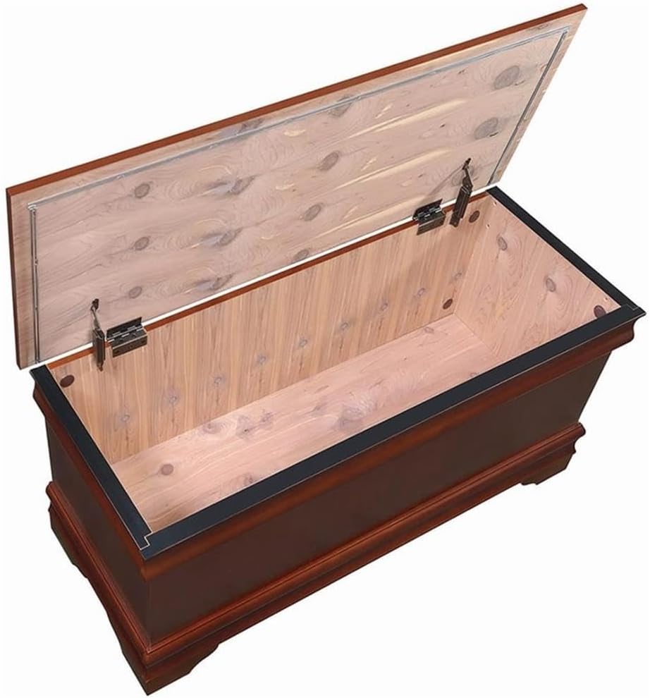 BOWERY HILL Traditional Wood Cedar Blanket Chest, Warm Brown Finish, 47" W x 17" D x 20" H, Cedar-Lined Interior, Solid Pattern, Versatile Storage for Hallway or Master Suite