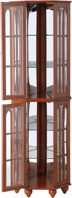 Pantry Sideboard Locker, Corner Curio Cabinet, with 4 Adjustable Tempered Glass Shelves and Lighting System,for Kitchen Home