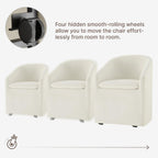KISLOT Upholstered Dining Chairs with Casters, Washable Cover Modern Dining Room Chairs with Barrel Backrest & Dual Armrest for Kitchen, Living Room, Bedroom, Linen Fabric, 4PCS