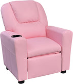 23" Pink PU Leather Recliner Chair with Cupholder