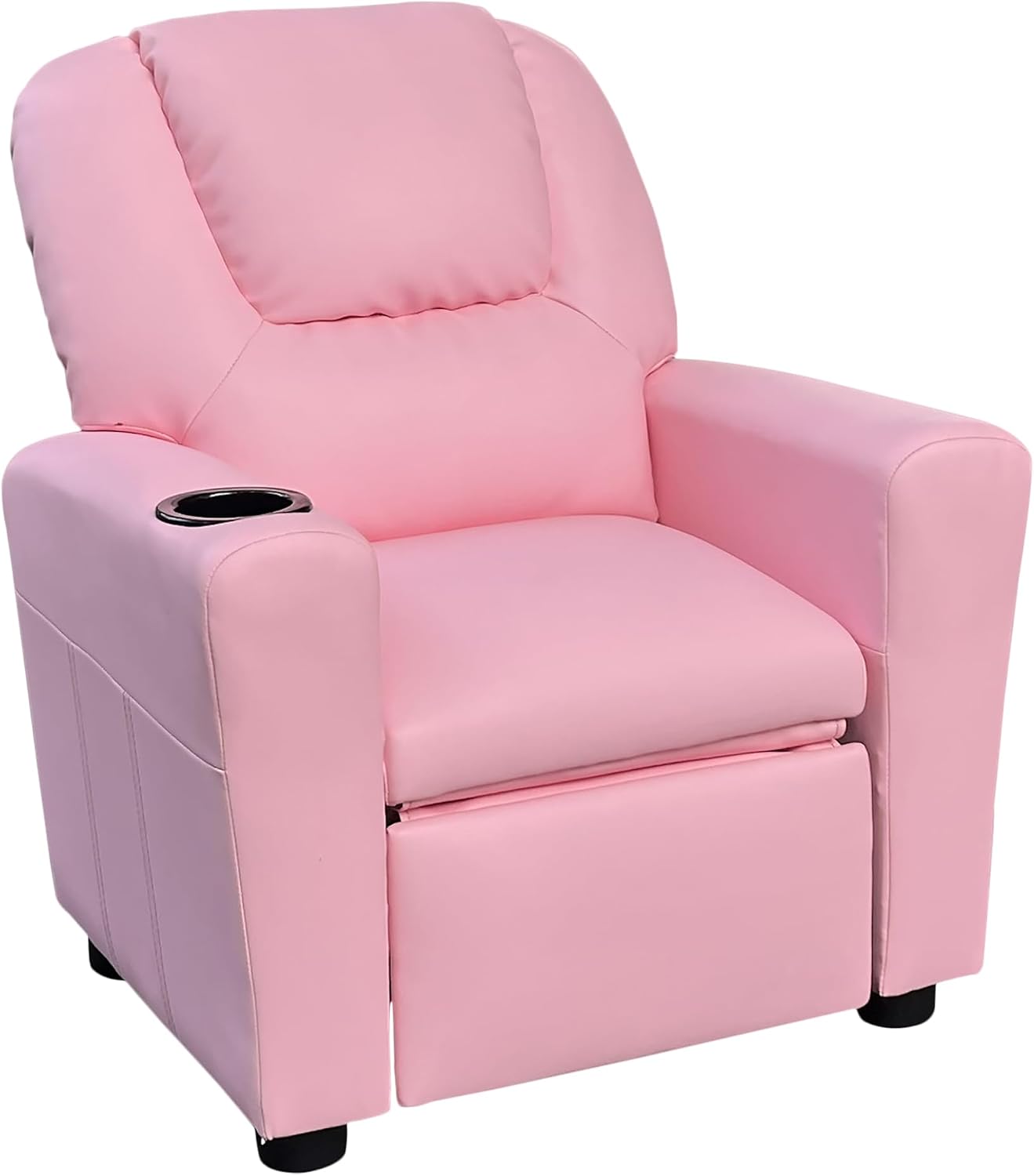 23" Pink PU Leather Recliner Chair with Cupholder
