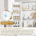 72" Modern Fluted Kitchen Pantry Cabinet with 2 Large Drawers & 8-Door Spice Rack, Freestanding Storage Organizer for Bathroom, Dining Room, Office, Entryway (White)