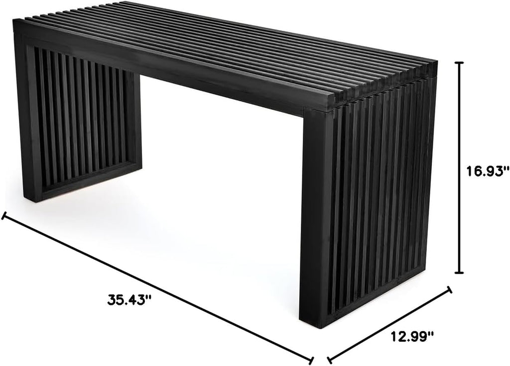 APRTAT Bamboo Dining Bench, 35 inch Farmhouse Decor Indoor Kitchen Table Bench, Entryway Shoe Rack Bench Solid Bamboo Benches for Living Room, Hallway, Bedroom, Bathroom