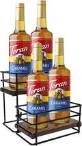 4 Bottle Coffee Syrup Rack Organizer 2 Tier Syrup Holder Stand for Coffee Bar Syrup Storage Shelves for Bar Family Storage Small Wine Rack for Syrup Wine Dressing