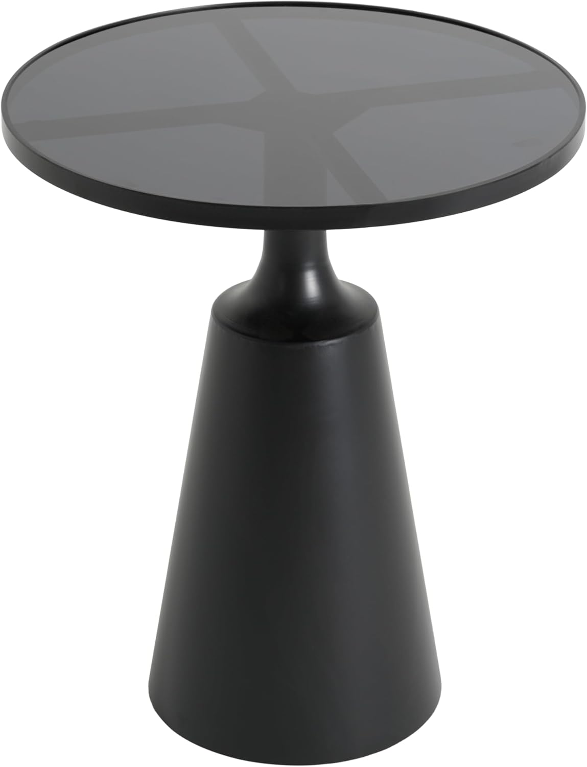 Christopher Knight Home Geary 20" Modern Round Side Table, Living Room End Table with Iron Frame and Tempered Glass Top, Contemporary Indoor Accent Table for Bedroom Office, Metal Coffee Table, Black