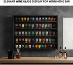 5-Tier Wall Mounted Shot Glass Display Case, No Assembly Required Wine Glass Display Cabinet with Glass Door & Adjustable Shelves, Bar Cabinet for Liquor Glasses, Bedroom Playroom, Black