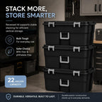 31.4" Black Plastic Storage Footlocker - Heavy-Duty Trunk with Wheels & Lockable Latches - for Camping, College Dorms & Home Organization