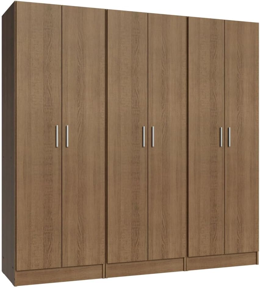 Madesa Kitchen Pantry Set Storage Cabinet 70" L 6 Doors 12 Utility Shelves 9 Adjustable Shelves Wooden Organization Unit Anti Tipping - Rustic