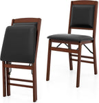 Wooden Folding Chairs Set of 2, Foldable Wood Chairs with Padded Seats, Solid Wood Frame, 400 lbs Weight Capacity, Space Saving Dining Chairs for Small Space, Guests Kitchen (2, Padded Back)
