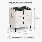 Smart Nightstand with Wireless Charging, with Fingerprint Lock Drawer, Night Stand with Charging Station,2 USB, LED Lights Bluetooth Speaker Side Table for Bedroom/Living Room (White)