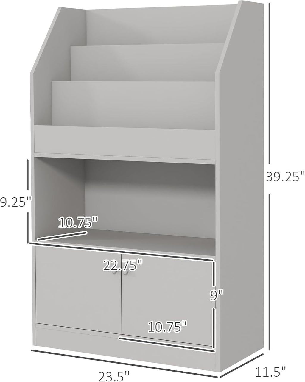 Toy Storage Cabinet, Bookcase Bookshelf for Room, Bedroom, Playroom, Nursery, Gray