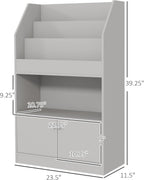Toy Storage Cabinet, Bookcase Bookshelf for Room, Bedroom, Playroom, Nursery, Gray